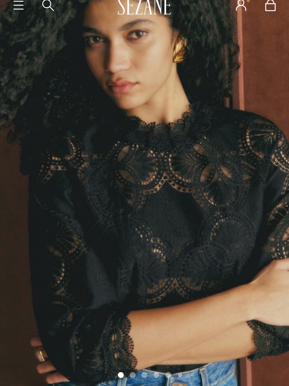 Sezane Bianca Blouse in Black size 14